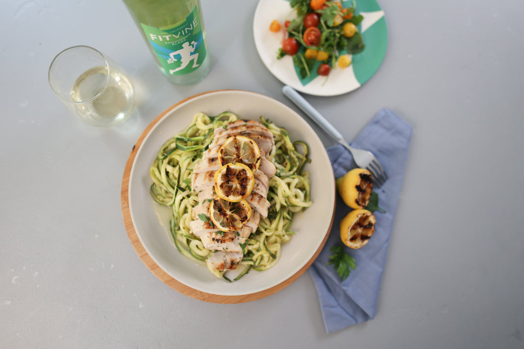 Lemon Parmesan Chicken Over Zucchini Noodles